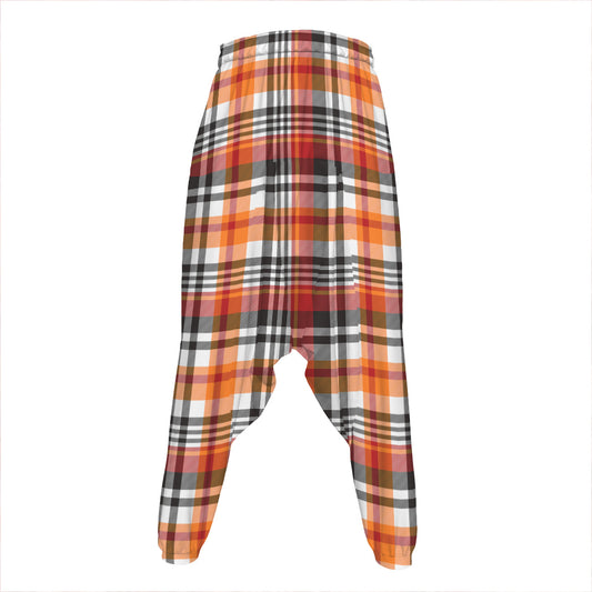 Orange And Black Madras Plaid Print Hammer Pants