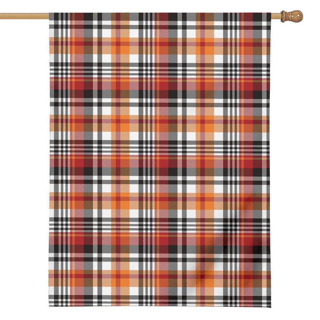 Orange And Black Madras Plaid Print House Flag