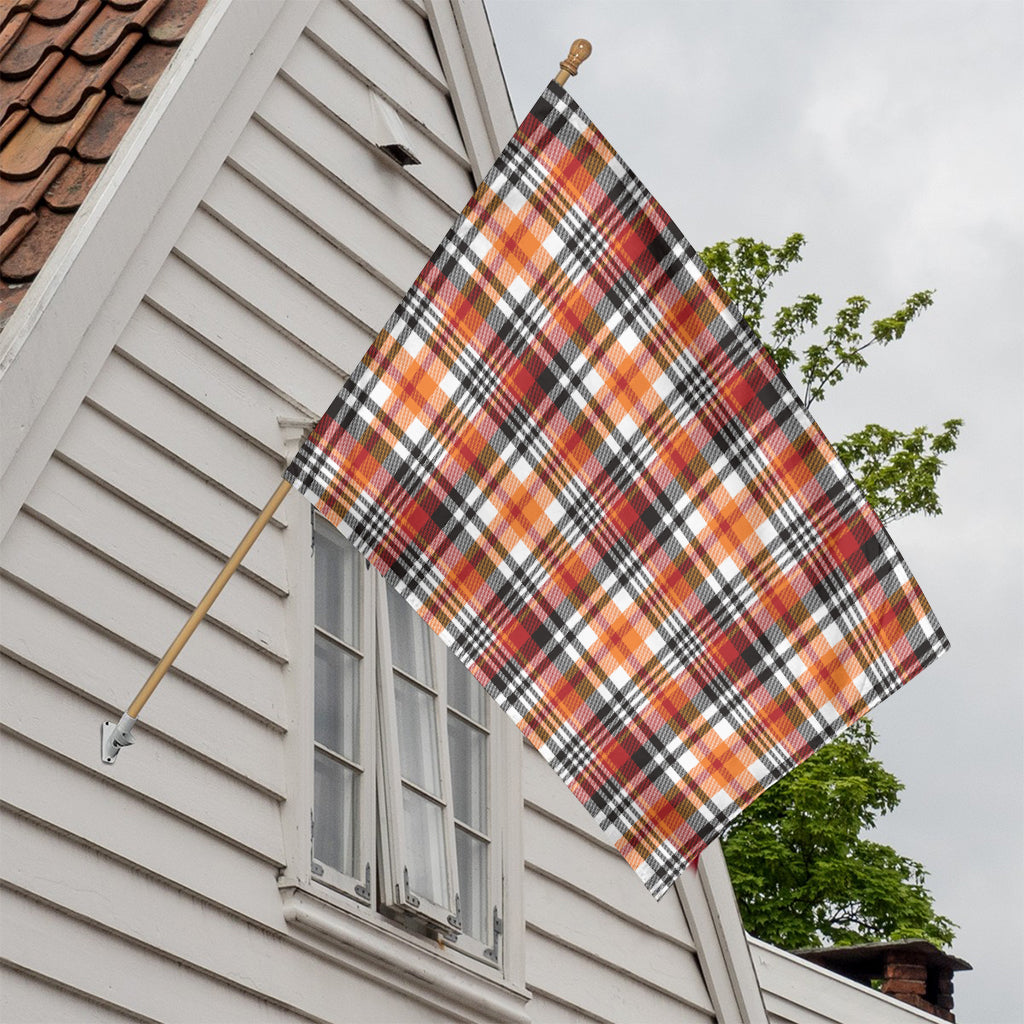 Orange And Black Madras Plaid Print House Flag