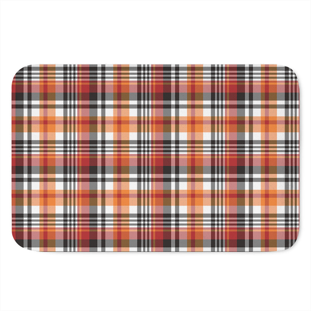 Orange And Black Madras Plaid Print Indoor Door Mat