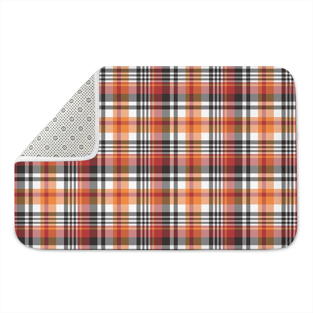 Orange And Black Madras Plaid Print Indoor Door Mat