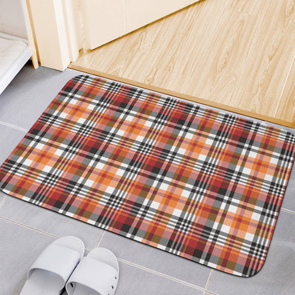 Orange And Black Madras Plaid Print Indoor Door Mat