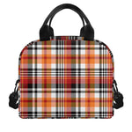Orange And Black Madras Plaid Print Insulated Lunch Bag