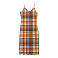 Orange And Black Madras Plaid Print Jersey Midi Cami Dress
