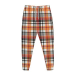 Orange And Black Madras Plaid Print Jogger Pants