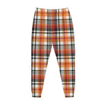 Orange And Black Madras Plaid Print Jogger Pants