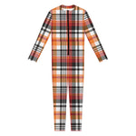 Orange And Black Madras Plaid Print Jumpsuit