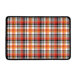 Orange And Black Madras Plaid Print Kitchen Mat
