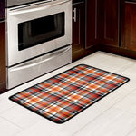 Orange And Black Madras Plaid Print Kitchen Mat