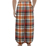 Orange And Black Madras Plaid Print Lantern Pants