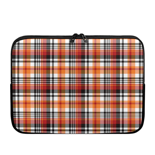 Orange And Black Madras Plaid Print Laptop Sleeve