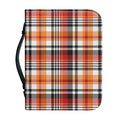 Orange And Black Madras Plaid Print Leather Bible Cover