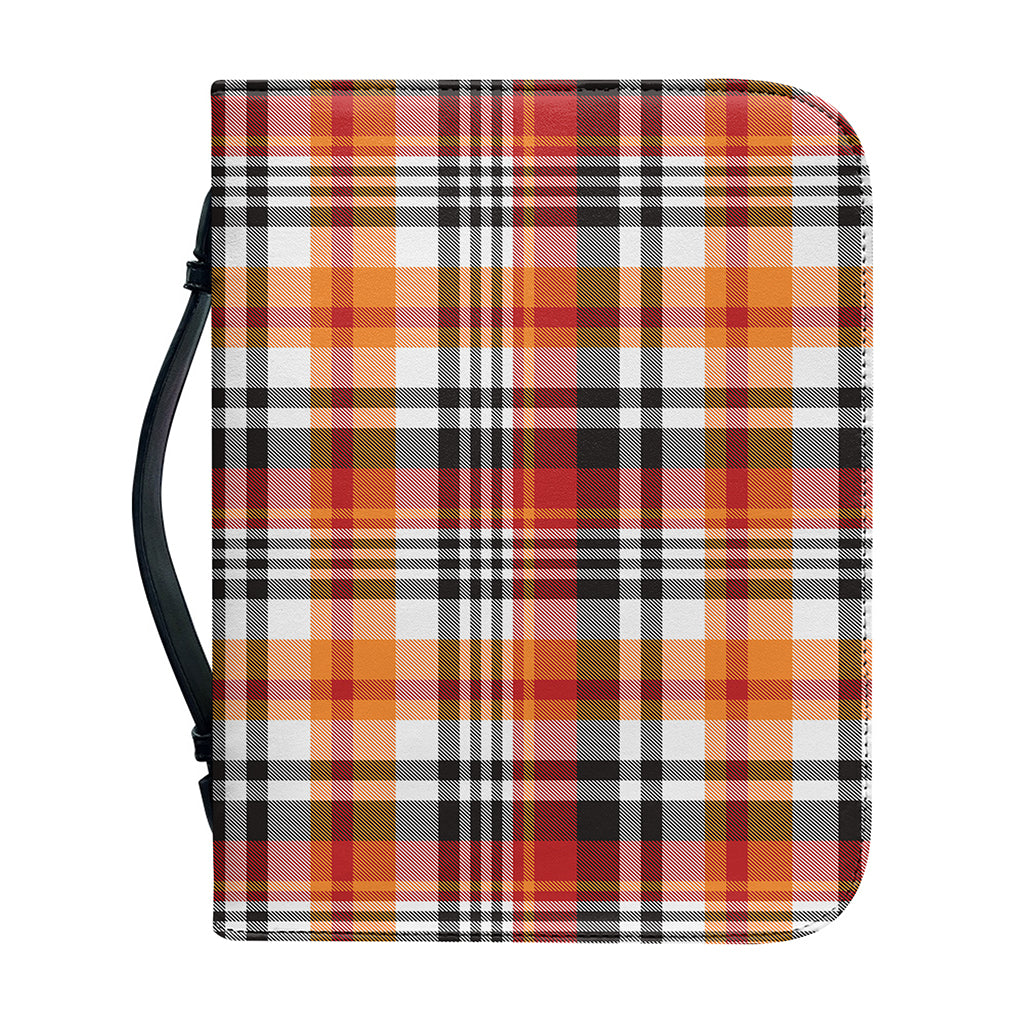Orange And Black Madras Plaid Print Leather Bible Cover