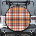 Orange And Black Madras Plaid Print Leather Spare Tire Cover
