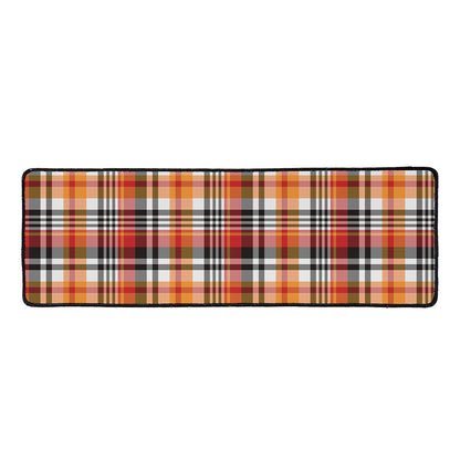 Orange And Black Madras Plaid Print Long Kitchen Mat