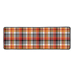 Orange And Black Madras Plaid Print Long Kitchen Mat