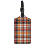 Orange And Black Madras Plaid Print Luggage Tag
