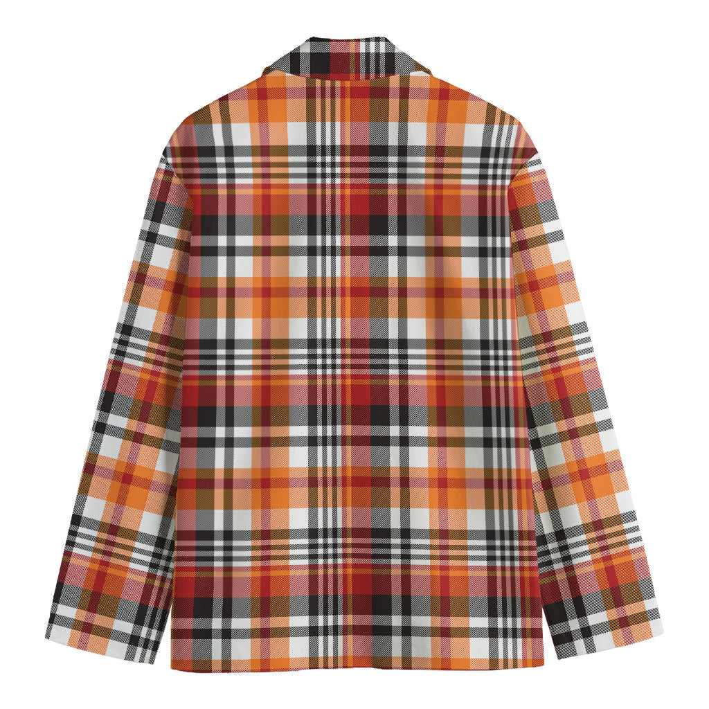 Orange And Black Madras Plaid Print Men's Blazer