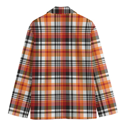 Orange And Black Madras Plaid Print Men's Blazer