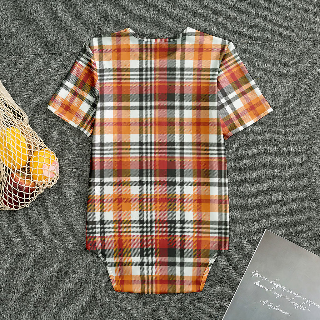 Orange And Black Madras Plaid Print Men's Bodysuit