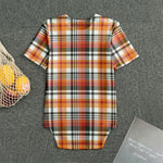 Orange And Black Madras Plaid Print Men's Bodysuit