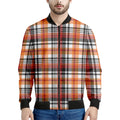 Orange And Black Madras Plaid Print Men's Bomber Jacket