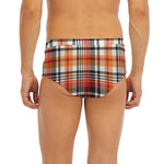 Orange And Black Madras Plaid Print Men's Briefs