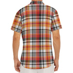 Orange And Black Madras Plaid Print Men's Deep V-Neck Shirt