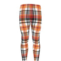 Orange And Black Madras Plaid Print Men's Leggings