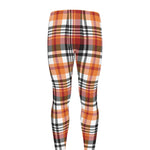 Orange And Black Madras Plaid Print Men's leggings