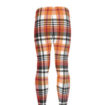 Orange And Black Madras Plaid Print Men's leggings