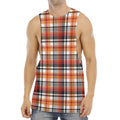 Orange And Black Madras Plaid Print Men's Muscle Tank Top