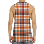 Orange And Black Madras Plaid Print Men's Muscle Tank Top