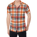 Orange And Black Madras Plaid Print Men's Shirt