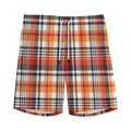 Orange And Black Madras Plaid Print Men's Athletic Shorts