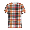 Orange And Black Madras Plaid Print Men's Athletic T-Shirt