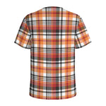 Orange And Black Madras Plaid Print Men's Sports T-Shirt