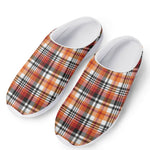 Orange And Black Madras Plaid Print Mesh Casual Shoes