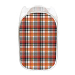 Orange And Black Madras Plaid Print Mesh Laundry Hamper