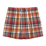 Orange And Black Madras Plaid Print Mesh Shorts