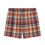 Orange And Black Madras Plaid Print Mesh Shorts