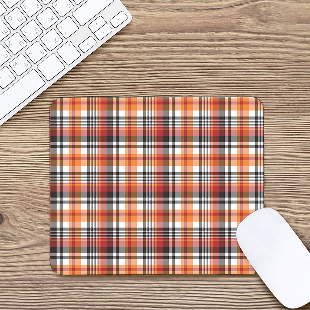 Orange And Black Madras Plaid Print Mouse Pad