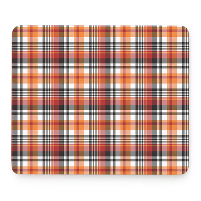 Orange And Black Madras Plaid Print Mouse Pad