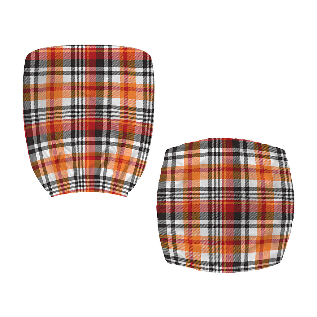 Orange And Black Madras Plaid Print Office Chair Cover