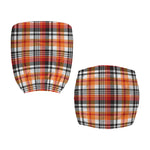 Orange And Black Madras Plaid Print Office Chair Cover