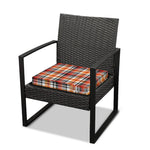 Orange And Black Madras Plaid Print Outdoor Seat Cushion Cover
