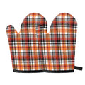 Orange And Black Madras Plaid Print Oven Mitts