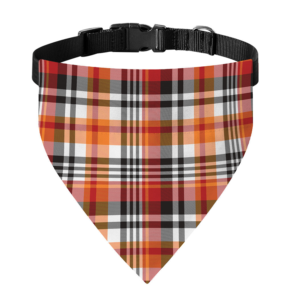 Orange And Black Madras Plaid Print Over The Collar Dog Bandana