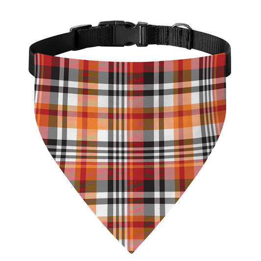 Orange And Black Madras Plaid Print Over The Collar Dog Bandana
