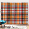 Orange And Black Madras Plaid Print Pencil Pleat Curtains